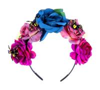 VALICLUD Halloween Hair Floral Garland Spider Rose Headband, Purple Polyester and Stainless Steel, Stretchy, Comfortable, for Halloween Party and Day the Dead