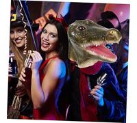 VALICLUD Halloween Latex Crocodile Headpiece Scary Costume Mask for Men Realistic Cartoon Style Cosplay Headdress for Masquerade Carnival Party and Bar Events