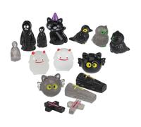VALICLUD Halloween Miniature Resin Figurines with Ghost and Crow DIY Tombstone Decorations for House Ornaments Compact Spooky Village Accessories for Creative Halloween Scenes