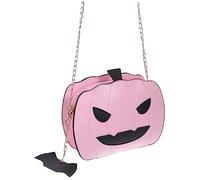 VALICLUD Halloween Pumpkin Shoulder Bag for Women Unique One Shoulder Crossbody Pouch with Bat Pendant Durable PU Material Comfortable Texture for Halloween Party and Daily Use