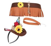 VALICLUD Halloween Scarecrow Costume with Felt Headband and Straw Lightweight Comfortable Scarecrow Hat Accessory for Adults for Carnival Parties and Cosplay Events