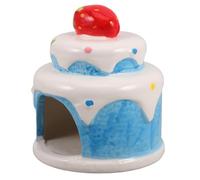 VALICLUD Hamster Cooling Nest Small Animal Hideout Ceramic Pet House Blue Double-Layer Cake Design Cozy Bed for Hamsters Guinea Pigs Summer Shelter