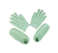 VALICLUD Hand and Foot Moisturizing Gel Gloves Socks Set, Green, 2 Pairs for Dry Skin Care, Wellness Therapy and Hydration
