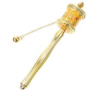 VALICLUD Hand Cranked Prayer Wheel Decor Alloy with Smooth Silent Rotation Religious Adornment for Meditation and Pilgrimage Medium Yellow Creative Faith Gift