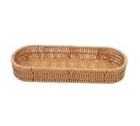 VALICLUD Hand-Woven Large Oval Cutlery Basket, Imitation Rattan Flatware Organizer for Kitchen Countertop, Cutlery Holder for Forks Spoons Knives, Light Coffee Color Table Utensil Storage