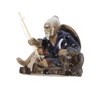 VALICLUD Handmade Ceramic Fisherman Figurine with Handpainted Finish Sturdy Water Resistant Miniature Statue for Fish Tanks Bonsai Gardens and Fairy Garden Decorations