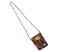 VALICLUD Handmade Ethnic Coconut Shell Crossbody Bag Compact Boho Beaded Sling Purse with Long Strap for Coins Keys Cards Travel Shopping