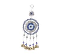 VALICLUD Handmade Evil Eye Wind Chime with Sunflower Pendant and Bell Lightweight Hanging Ornament for Home Car Garden Patio Kitchen Office Decor Soothing Clear Bell Sound Artisan