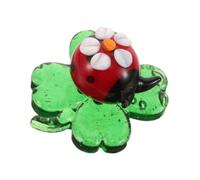 VALICLUD Handmade Miniature Glass Clover and Leaf Figurine Ladybug Four Decorative Decor Collectible Ornament for Tiered Display Sturdy Crystal Insect with Brilliant Tray Garden