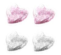 VALICLUD Heart Shape Reusable Gel Eye Cooling Pads 4pcs Ice Cold Compress under Eye Patches for Swelling and Dark Circles Pink and Silver