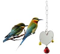 VALICLUD Heart Shape Silver Glass Bird Mirror for Parrots and Budgies, Anti-broken Hanging Decoration Suitable for Bird Cage Accessories Random Color