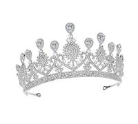 VALICLUD Heart Shaped Alloy Tiara Crown for Brides Elegant Silver Headband Wedding Hair Accessory for Ceremonies Anniversaries and Festivals