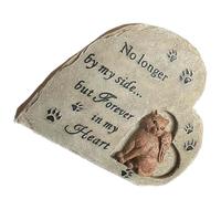 VALICLUD Heart-Shaped Cat Memorial Headstone Pet Tribute Statue Garden Memorial Stone for Passing Cat Outdoor Pet Grave Marker