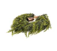 VALICLUD Heart Shaped Pine Wreath with Jingle Bells Lifelike Cedar Garland for Front Door Fireplace Porch and Window Christmas Decoration Festive Seasonal Home Decor