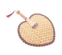 VALICLUD Heart-shaped Wheat Straw Hand Fan Handmade Woven Rattan Fan Red Cloth Edge Lightweight Portable Cooling for Babies Trips Home Decor Folding