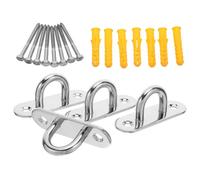 VALICLUD Heavy Duty Stainless Steel Ceiling Hook Set with M8 Oval Ring, 4pcs Wall Mount Hooks with Wood Screws and Expansion Anchors for Hammocks, Swings, and Training Strap Suspension