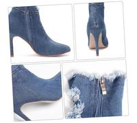 VALICLUD High Heel Denim Boots for Women Thin Heels Breathable Non-slip Sole Stylish Autumn Winter Footwear Elegant European Style Choice