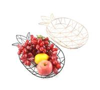 VALICLUD Hollow Rose Gold Iron Fruit Basket Pineapple Shape Vegetable Storage Tray Holder for Kitchen Dining Table Decorative Snack Organizer with Large Capacity for Fruits Bread Candy and