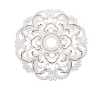 VALICLUD Home Lighting Medallion 12 Inch Plastic White and Light Gold Ceiling Cover for Ceiling Fan and Pendant Lights in Bedroom and Living Room