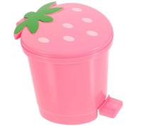 VALICLUD Home Wastebasket Small Cartoon Shaped Pink Plastic Decorative Rubbish Bin with Lid Foot Pedal for Office Bedroom Kitchen 16X16X14.5Cm