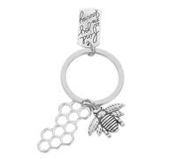 VALICLUD Honeycomb Bee Keychain Metal Key Ring with Pendant Decorative Bee Key Chain Ornament for Women Party Favor and Bag Accessory