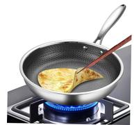 VALICLUD Honeycomb Stainless Steel Frying Pan Thickened Non Stick Skillet with Ergonomic Handle for Outdoor Cooking and Kitchen Use for Eggs Seafood and Steak