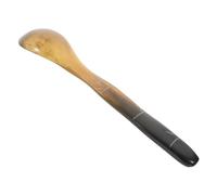VALICLUD Horn Dessert Spoon with Bamboo Handle Multipurpose Decorative Food Spoon for Hotel and Coffee Shop Use Yellow Horn Caviar Server