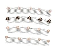 VALICLUD Invisible Hair Fixer Combs 4pcs u Shape Metal Hair Clips with Rhinestone and Pearl Details