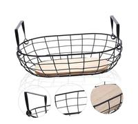 VALICLUD Iron Fruit Storage Basket Multi-functional Reinforced Oval Organizer for Kitchen Countertop Sturdy Fruit Container for Household Storage and Veggie Display Brown