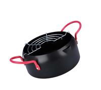 VALICLUD Iron Fryer with Detachable Oil Filter Rack Small Household Deep Frying Pan Compatible with Induction Hob and Gas Stove Easy Clean Japanese Style Frying Pot for Tempura and Chicken