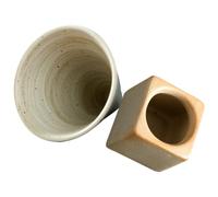VALICLUD Japanese Ceramic Cappuccino Cup with Base Retro Style Coffee and Tea Mug for Home Office Porcelain with Stable Flat Bottom Design