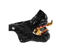 VALICLUD Japanese Oni Demon Half Mask Resin Samurai Hannya with Gold Fangs for Halloween Cosplay Parties Masquerade Boys Cosplay Accessory