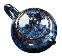 VALICLUD Japanese Style Ceramic Gongfu Tea Kettle Large Blue Teapot for Home and Office Retro Tearoom Tea Pot with Elegant Kiln Change Glaze and Personal Gatherings