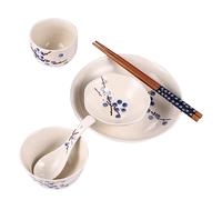 VALICLUD Japanese Style Ceramic Tableware for Single Use Bowl Dish Cup Spoon Chopstick Household Crockery for Easy Cleaning and Practical Dining