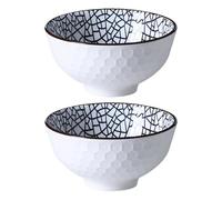 VALICLUD Japanese Style Cracked Ceramic Bowl Set of 2 Honeycomb