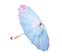 VALICLUD Japanese Style Decorative Oil Paper Umbrella with Cherry Blossom Pattern Handmade Cloth and Wood Parasol for Stage Props Wedding Photography Asian Theme Decoration