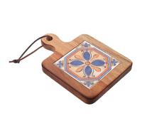 VALICLUD Japanese Style Solid Wood Heat-resistant Placemat with Vintage Floral Tile Design Cup Mat for Dining Table Protection Kitchen Heat Mat for Cups Bowls Plates