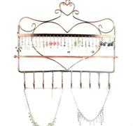 VALICLUD Jewelry Display Stand Rack Organizer Heart Shape Wall Mount Multi-functional with 28 Holes and 10 Hooks Design, Hard Metal Material for Earrings and Watches for Wardrobe or Back