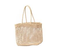 VALICLUD Khaki Handmade Straw Weaving Shoulder Bag Fashionable Hollow Out Sling Bag for Women for Summer Beach Shopping Travel Everyday Use Unique Design Option