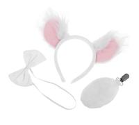 VALICLUD Koala Ear Headband Tail Set 3Pcs Animal Costume Accessories with Bow Tie for Cosplay Christmas Halloween Party Role Play