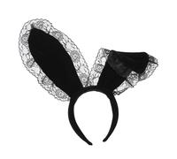 VALICLUD Lace Rabbit Ear Headband Black Non-slip Hair Hoop for Women Plush Animal Cosplay Headwear Party Accessory Comfortable Fashion Hairband for Carnival Masquerade