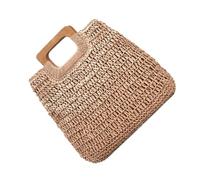 VALICLUD Large Capacity Beach Weave Bag Hand-crocheted Summer Storage Pouch for Women Stylish Outdoor Tote for Shopping Party and Daily Essentials Khaki Handbag for Vacation and Beach Use