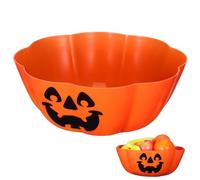 VALICLUD Large Capacity Pumpkin-Shaped Halloween Fruit Salad Bowl, Orange Pp Material Multi-Function Use and Fine Workmanship, for Halloween Party Serving