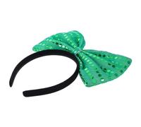 VALICLUD Large Green Sequin Bow Headband for Women Thin Lightweight Hair Accessory Sparkly Fabric Headdress Makeup Hair Wrap