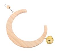 VALICLUD Large Moon-shaped Parrot Swing with Bell Pendant, Bite-resistant Wooden Bird Perch Stand for Cockatiels and Parakeets, Cage Hanging Fun Suspended Bird Swing Accessory
