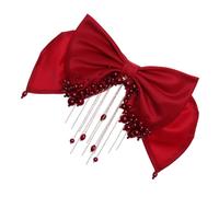 VALICLUD Large Pearl Tassel Bow Clip for Bride Elegant Hair Accessory for Weddings Evening Parties Birthdays Comfortable Fit Chic Design for Special Occasions