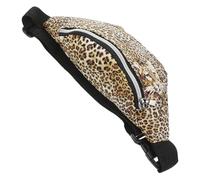 VALICLUD Leopard Print Crossbody Bag Adjustable Pu Leather Belt Bag for Women Double Layer Fashionable for Running and Climbing