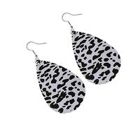 VALICLUD Leopard Print Earrings for Women Cow Pattern Leather Tear Drop Dangle Ear Decorations for Casual Outings
