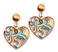VALICLUD Leopard Print Heart Charm Earrings Colorful Abalone Shell Dangle Drop Earrings for Women Skin-friendly Studs for Christmas Valentine's Day Holiday Daily Wear