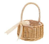VALICLUD Lightweight Wicker Rattan Flower Basket with Handle for Flower Rustic Miniature Handheld Basket for Wedding Easter Party Favors and Artistic Photo Props Portable Small Present